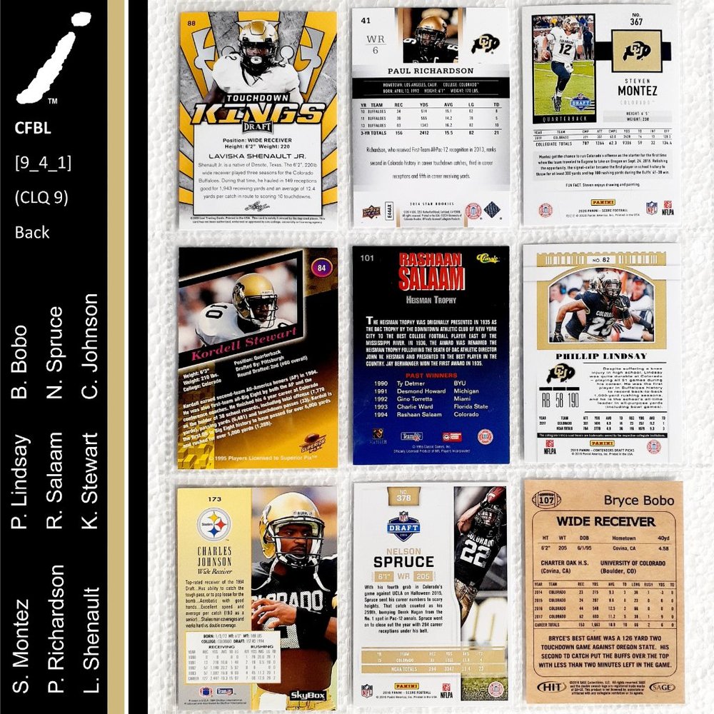 Colorado Buffaloes 9 Card Lot - CFTBL [9_4_1] - Picture 2 of 8